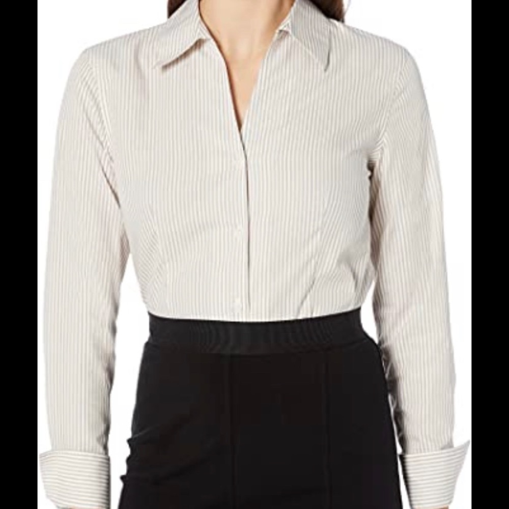 Calvin Klein non iron  beige and white stripped